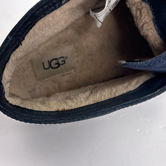 UGG Blackwell Chukka Boots Mens 9.5 Navy Blue Leather Suede Lined Lace Up Desert main image 5